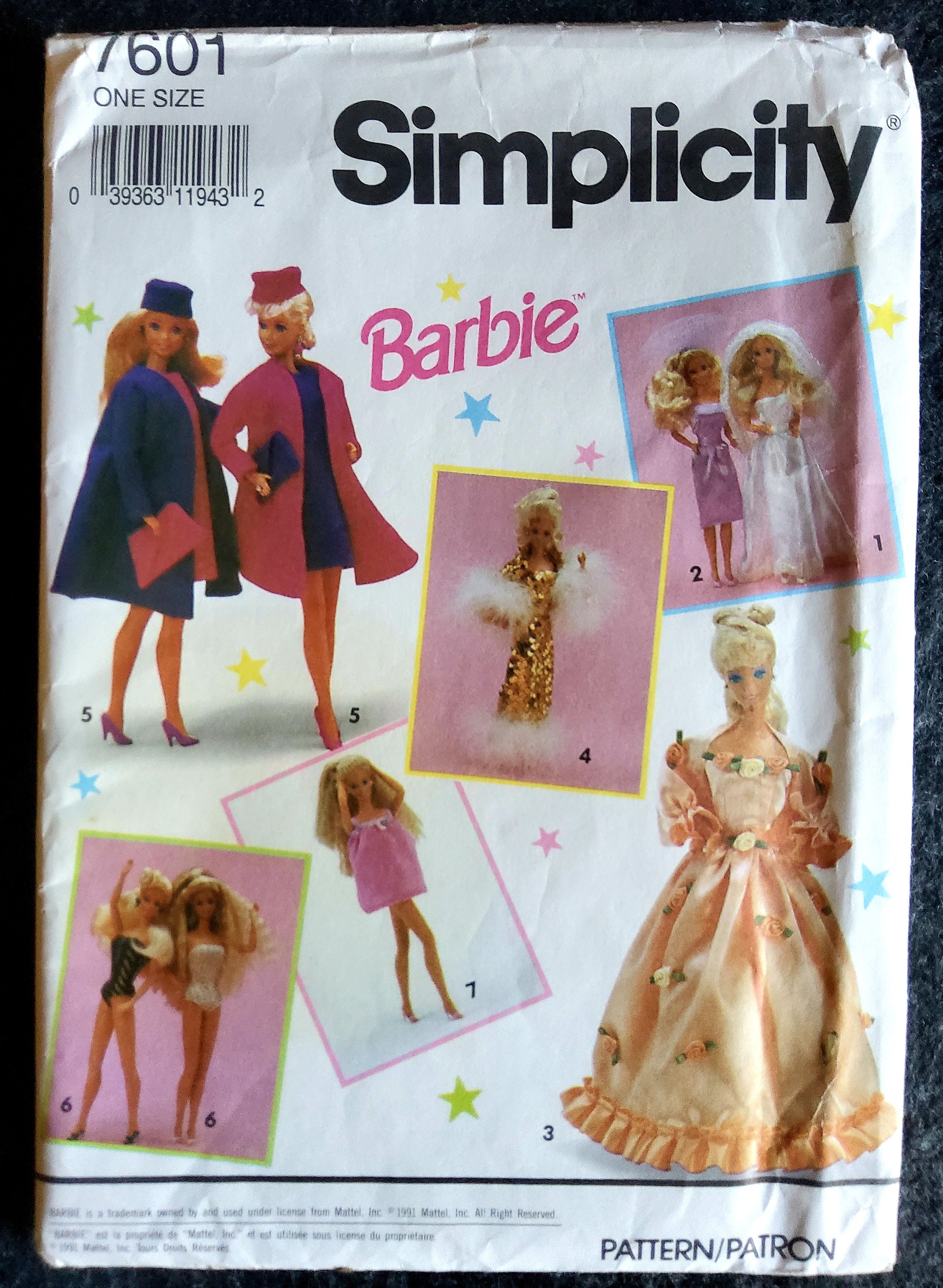 Lot of 5 Uncut Vtg Simplicity Barbie Sewing Patterns