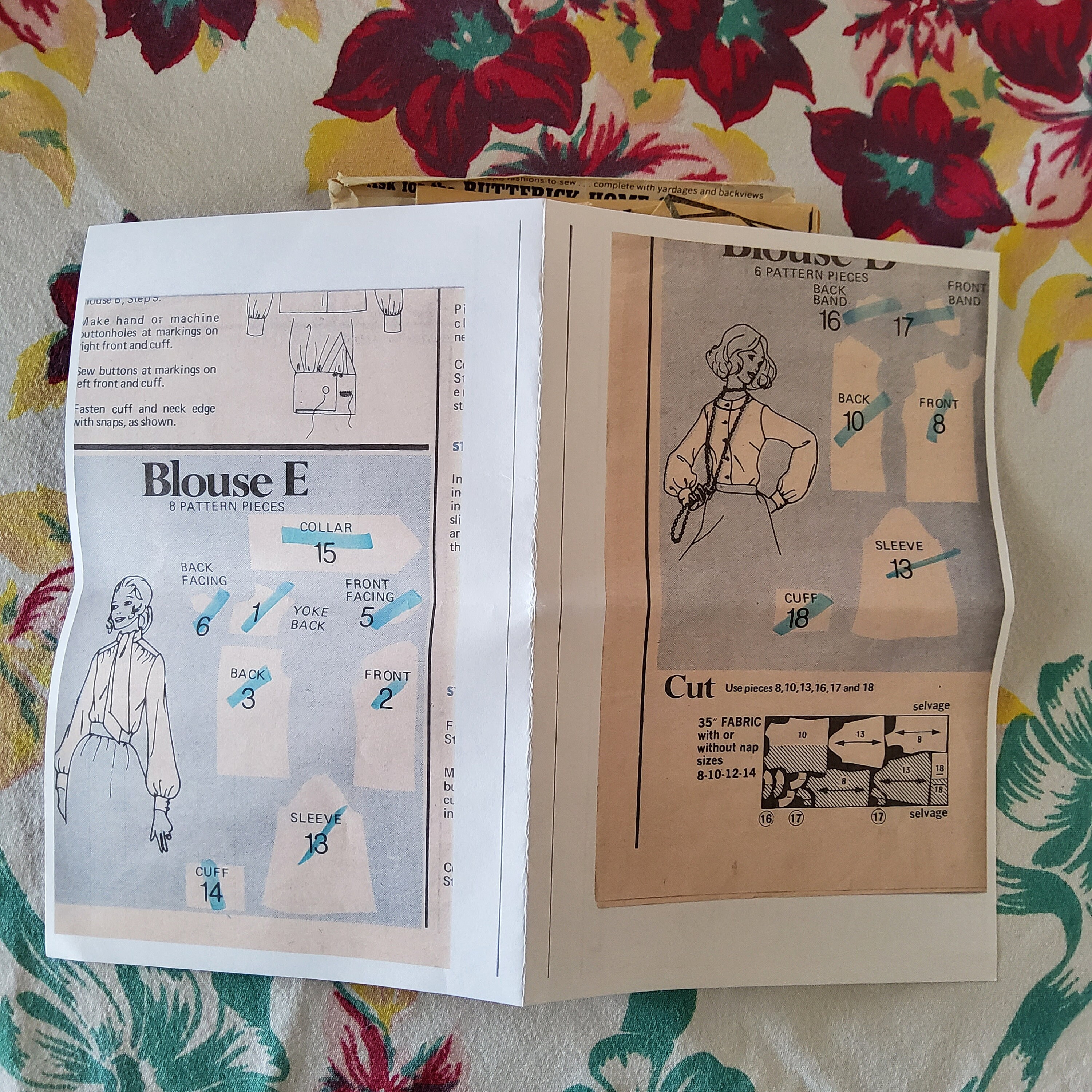 Butterick 5734 Cut Complete Vintage 70s Sewing Pattern Pussy Bow