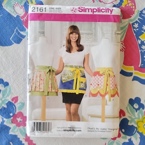 Simplicity 2161 Complete Uncut Factory Folds Sewing Pattern Retro Whimsy Style Half Aprons Too Nice To Get Dirty Honestly OSFM Scrapbuster