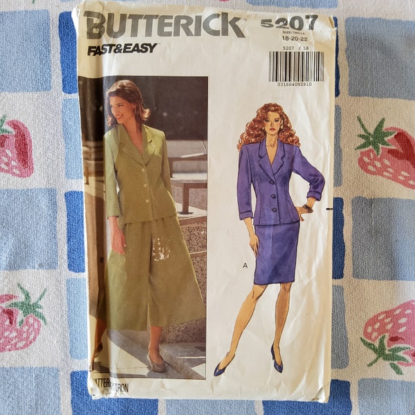 Butterick 5207 Complete Uncut Factory Folds Vintage 90s Sewing Pattern Skirt Suit or Gauchos Pantsuit (YES PLEASE) Size 18-22 Bust 40-44