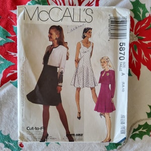McCalls 5870 Complete Uncut Factory Folds Vintage 90s Sewing Pattern Princess Seam Flared Dress With Bolero Jacket Size 6-10 30.5-32.5