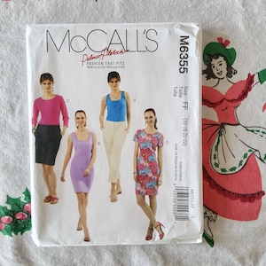 McCalls 6355 Komplette Uncut Fabrik Falten Schnittmuster Die Lange und Kurze von Stretch / Strick-Oberteile Kleider 16-22 Büste 38-44
