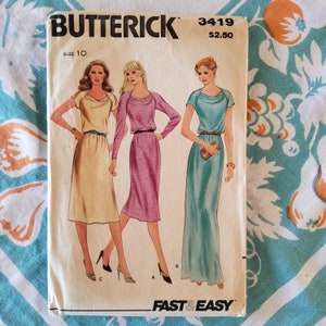 Butterick 3419 Cut Complete Vintage 70s Sewing Pattern Midi or Maxi Dresses Fast & Easy Just Like Me in High School Size 10 Bust 32.5