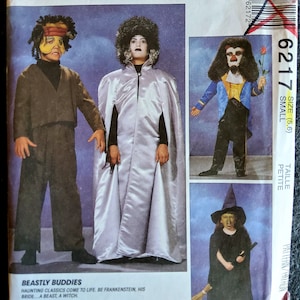 McCalls 6217 Complete Uncut Factory Folds Vintage 90s Halloween Scary Costumes Sewing Pattern Frankestein&#39;s Monster Bride Witch Beast 5 6