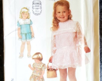 Simplicity 7988 Complete Uncut Factory Folds Vintage 80s Gunne Sax Little Kid's Sailor Bib Lace Bib Dress Pattern Size 3T