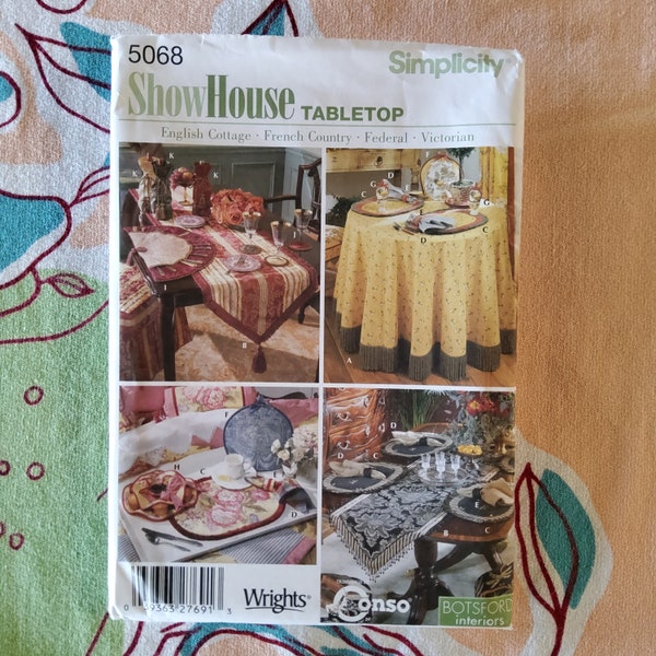 Simplicity ShowHouse 5068 Sewing Pattern Table Linens Covers English Cottage Frenchy Country Federal Victorian Periods Botsford Interiors