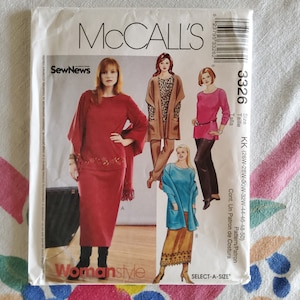 McCalls 3326 Complete Uncut Factory Folds Sewing Pattern Womanstyle Capsule wardrobe of Draped Separates Plus Size 26W-32W Bust 44-50