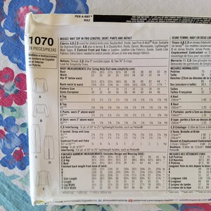 May include: A sewing pattern for a knit top, skirt, pants, and jacket. The pattern includes instructions for sizes 4 to 20. The pattern is for misses and includes measurements in inches.