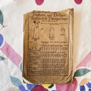Deltor Butterick 3498 Complete Vintage 1919 107 Year Old Sewing Pattern Jrs Girls Princess Petticoat Slip Age 15 Chest 32