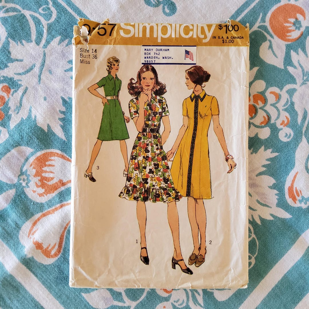 Simplicity 9757 Cut Complete Vintage 1971 70s Sewing Pattern Below Knee ...