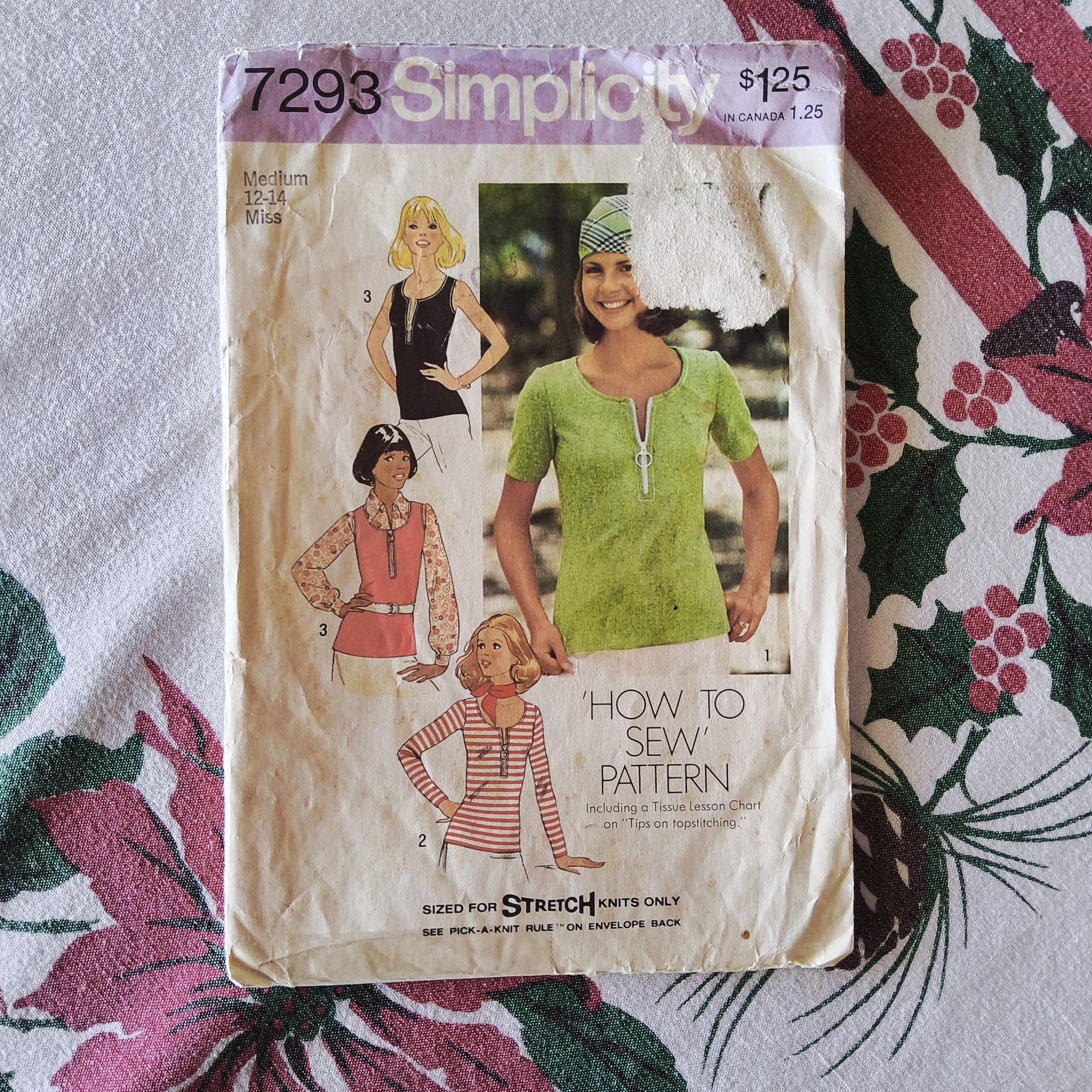 Simplicity 7293 Cut Complete Vintage 1973 70s Sewing Pattern Knit