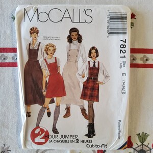 McCalls 7821 Complete Uncut Factory Folds Vintage 90s Sewing Pattern Button Front Jumper Dress Mini Midi Maxi Naughty or Nice Multiple Sizes