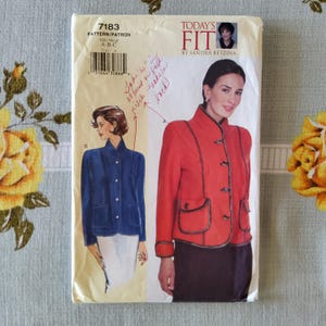 Vogue 7183 Complete Uncut Factory Folds Vintage 90s Sewing Pattern Today&#39;s Fit Sandra Betzina Trimmed/Embellished Classic Jacket Size A B C