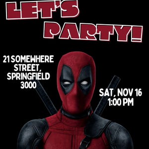 Editable Deadpool Birthday invitation (Digital)