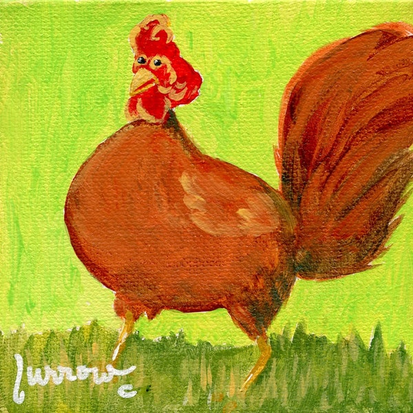 Stocking Stuffer Professions Professionals Chickens with Jobs, the School Teacher, Chunky Painting Humorous Original Artwork Gift Wrapped