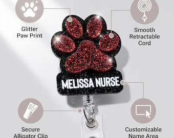 Portatarjetas retráctil personalizado con nombre · Clip para identificación con diseño de caramelo brillante · Regalo divertido para amantes de Barbie y el rosa