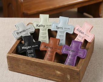 Personalized Inspirational Bible Verses Cross PU Leather Magnetic Bookmark Clip First Communion Baptism Back to School Gift for Christians