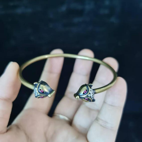 Solid Pure Copper fox Head Face Cuff Copper Arthr… - image 8