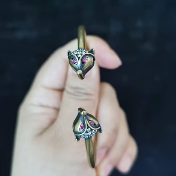 Solid Pure Copper fox Head Face Cuff Copper Arthr… - image 5