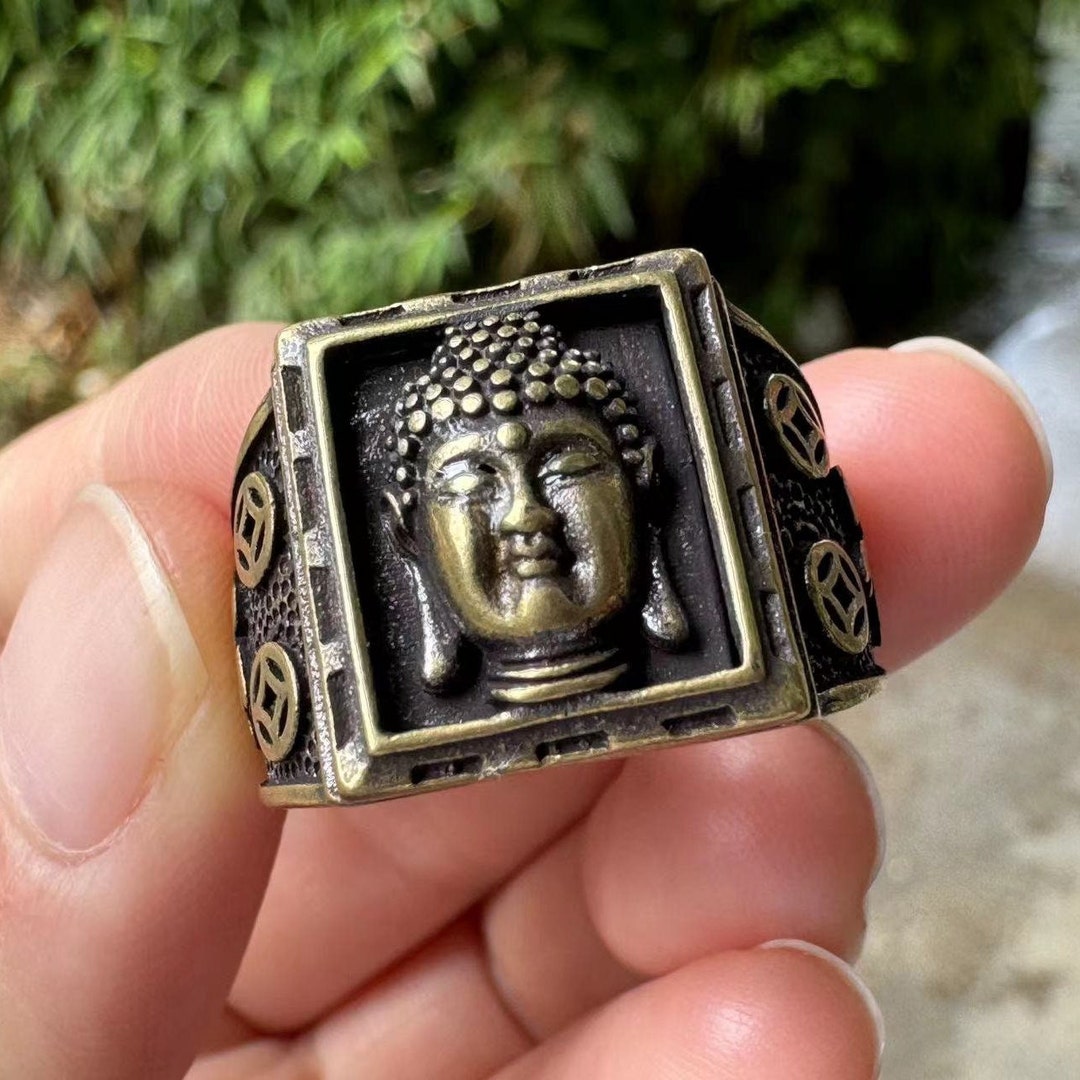 Copper Buddha Statue Ring for Women,exquisite Beautiful Adjustable Ring ...