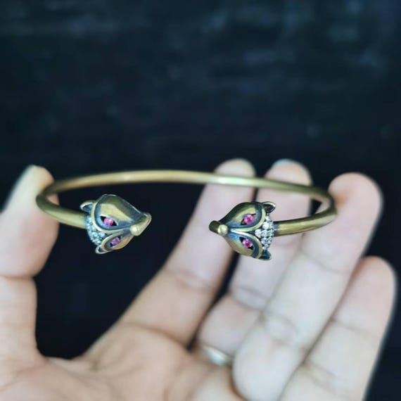 Solid Pure Copper fox Head Face Cuff Copper Arthr… - image 1