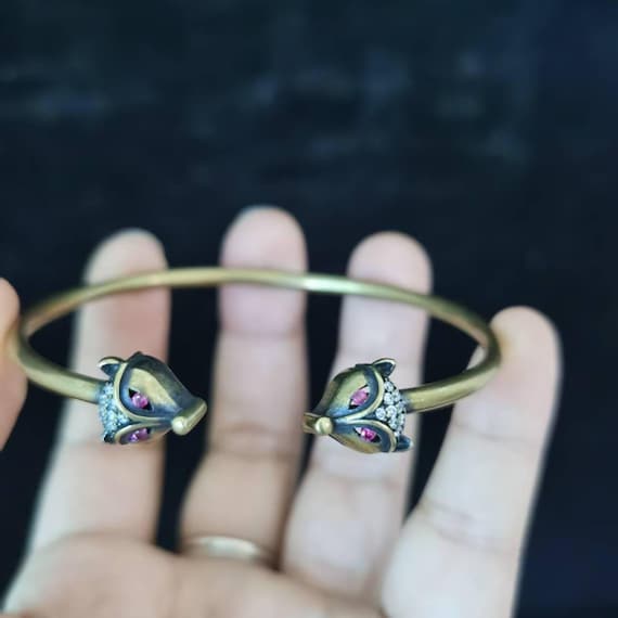 Solid Pure Copper fox Head Face Cuff Copper Arthr… - image 3