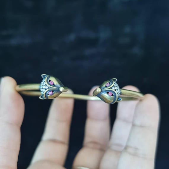 Solid Pure Copper fox Head Face Cuff Copper Arthr… - image 4