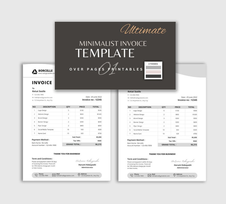 Modern Invoice Template, Invoice Form Layout, Printable Business ...