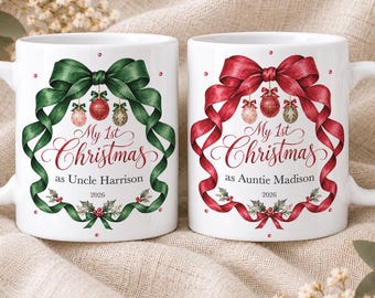 Personalised First Christmas Mug For New Auntie and Uncle First Time Auntie and Uncle Mug Set 1st Christmas Gift From Niece or Nephew