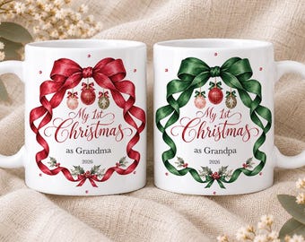 Personalised First Christmas as Grandma & Grandpa Mug New Grandparents Gift First Time Grandma Grandpa Christmas Gift From Grandchild
