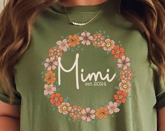 Personalised Mimi Shirt Customizable Mimi Shirt Promoted To Mimi New Mimi T-Shirt Mimi Pregnancy Reveal Gift Mimi Wildflower Shirt Mimi Tee