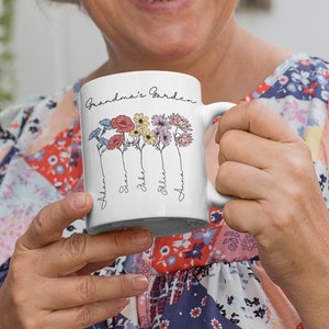 Grandma Coffee Mug, Custom Birth Flower Mug, Grandmas Garden, Great Grandma, Customizable Mug, Gift From Grandkids, Nana Mug, Mothers Day image 4