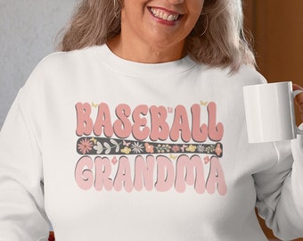 Grandma Baseball Sweatshirt Sports Grandma Sweatshirt Floral Baseball Bat Game Day Sweatshirt Baseball Season Sweatshirt Gift for Grandma