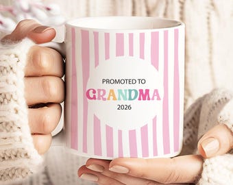 Taza personalizada "Ascendido a abuela" Regalo sorpresa para anunciar el embarazo de la nueva abuela Juego de tazas para revelar el bebé Regalo para la nueva abuela Regalo para la nueva abuela