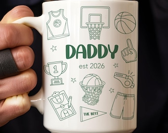 Personalised Basketball Mug New Dad First Fathers Day Basketball Gift From Baby Promoted To Dad First Time Daddy Basketball Gift From Wife