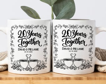 20th Anniversary Gift Couples 20th Year Wedding Anniversary Personalised Coffee Lovers Mug Set Gift For Parents Coffee Gifts