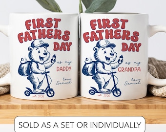 Personalised 1st Fathers Day Bear Mug From Baby First Time Dad Gift Papa Bear Grandpa Mug Teddy Bear Mug New Daddy Promoted To Grandpa