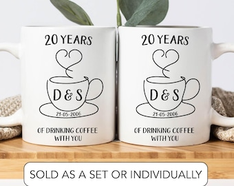 20th Year Wedding Anniversary Gift For Coffee Lovers Couples Twenty Year Anniversary Gift For Parents Matching Mr And Mrs Mugs Set