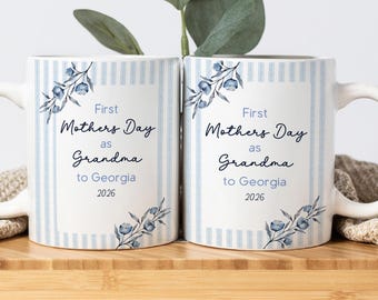 Taza personalizada para la nueva abuela para el Día de la Madre. Primer regalo del Día de la Madre para la abuela de parte de su nieto/a. Primera abuela ascendida a abuela.