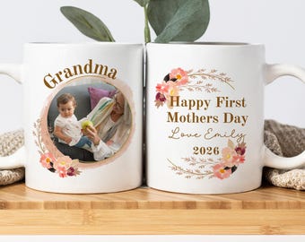 Taza personalizada con foto para la nueva abuela, regalo para el Día de la Madre. Taza con foto de parte del nieto/a. Primera abuela ascendida a Nana.