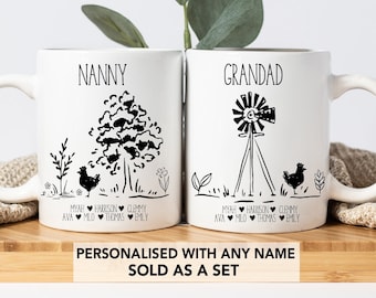 Personalised Grandparent Mug Set Farm Mug Custom Nanny Mug Grandad Customizable Mug Gift From Grandkids Great Grandparents Grandkids Names