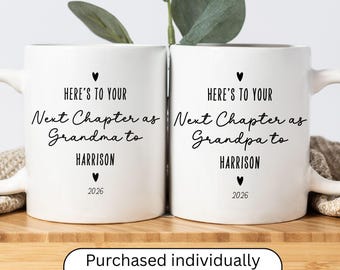 Juego de tazas personalizadas para abuelos: anuncio de embarazo, tazas para abuelos, nuevo aniversario de la abuela y el abuelo.