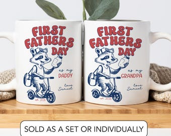 Personalised 1st Fathers Day Raccoon Mug From Baby First Time Dad Gift Papa Mug Grandpa Mug Grandad Mug New Daddy Promoted To Grandpa