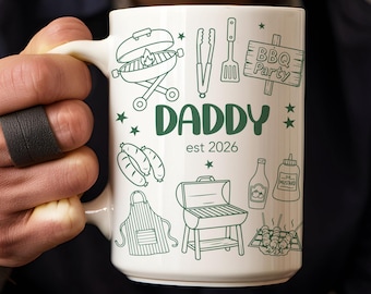 Personalised BBQ Grill Master Coffee Mug New Dad First Fathers Day Gift From Baby BBQ Gift Promoted To Daddy Mug First Time Dad Grandpa Gift