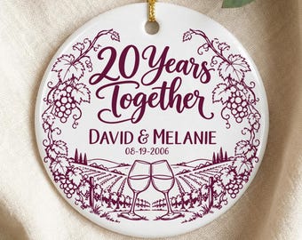 20th Anniversary Ornament Gift Wine Lovers Personalised Couples Twenty Year Wedding Ornament Mr And Mrs Marriage Ornament Wine Enthusiast