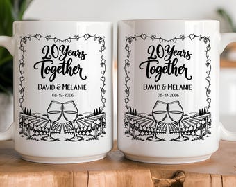 20th Anniversary Gift Couples 20th Year Wedding Anniversary Personalised Wine Lovers Mug Set Gift For Parents Wine Drinker Gifts