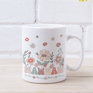 Personalised Mawmaw Mug With Grandkids Names, Custom Mawmaw Mug, New Mawmaw Gift, Great Mawmaw Gift, Christmas, Birthday Floral Name Mug