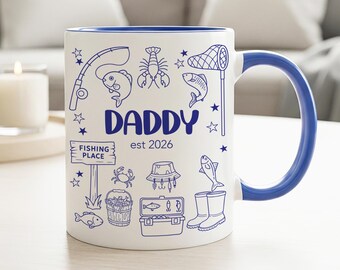 Personalised Fishing Coffee Mug Fishing Gift Ideas New Dad 1st Fathers Day Gift From Baby Promoted To Dad First Time Daddy Trout Fishing