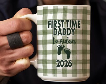 Personalised New Dad Gift From Wife Custom 1st Fathers Day Coffee Mug From Baby First Time Dad Gift First Time Daddy Gift Gingham Check Mug