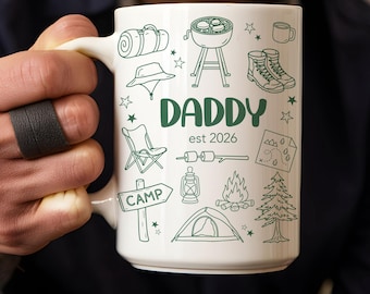 Personalised Camping Coffee Mug Hiking Gift Ideas New Camping Dad First Fathers Day Gift From Baby Promoted To Dad First Time Grandpa Gift